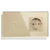 Padrão Europeu 157*86 Tomada com Interruptor Touch Russo Painel de Vidro Tomada com Interruptor Touch Luz Ozon Painel F