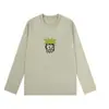 Camiseta de Manga Larga de Algodón Puro Estilo Japonés Hong Kong Unisex Primavera y Otoño Marca de Moda Cuello Redondo Holgada Versátil Camiseta Básica