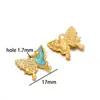 Colgante de Acero Inoxidable con Incrustaciones de Diamantes Estilo Francés Mariposa Luna Corazón Dorado Accesorios para Collar Pulsera Joyería Venta al por Mayor Transfronteriza