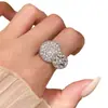 Anillo Abierto Redondo con Zirconia en Forma de Estrella para Mujer, Sencillo y Moderno, Lujo Ligero, Diseño de Nicho, Joyería Elegante y Versátil