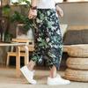 Cross-border 2025 Verão Estilo Chinês Algodão e Linho Harlan Calças Praia Capri Calças Masculinas Plus Size Finas Estilo Étnico