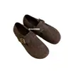 Novos Estilos de Sapatos Loafer 2026, Pantufas Peludas Quentes Internas de Veludo com Aumento de Altura, Sapatos Individuais Birkenstock, Meio Sapato Fechado para Mulheres