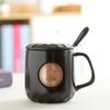Taza de cerámica de fábrica sirena de café sello de cobre taza de cerámica estrella balk logotipo personalizado con tapa cuchara mayoreo