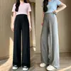Calça de Maternidade Verão Estilo Fino Roupa Externa Cintura Não Apertada Calça de Perna Larga Primavera Verão Petite Casual Calça Reta Longa Roupas de Verão