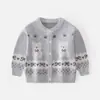 Suéter Urso Coração de Amor para Bebês e Crianças Estilo Coreano Cardigã de Tricô Outono Infantil Gola Redonda Camada Dupla Roupa Exterior Suéter Classe A Infantil