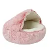 Nido de Mascota Semi-Cerrado Invierno Punto C Cálido Cerrado para Gato Nido para Perro Nido de Gato de Felpa con Forma de Concha