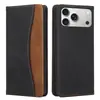 Adequado para Capa de Celular de Couro para iPhone 17 Pro, Capa de Celular Bicolor para 16 Pro, Capa Flip com Porta-Cartões para 15