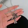 Collar Deslizante con Colgante de Cruz de Diamante Cadena de Suéter de Hip-Hop Europeo y Americano Transfronterizo Nicho Moda Fresca Personalizada Cadena de Sudadera