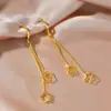 Pendientes de Borla Larga para Mujer de Lujo Accesible con Chapado en Oro de 24 Quilates de Latón, Transfronterizos, Boutique, Populares en Xiaohongshu, Que No Se Desvanecen por Mucho Tiempo