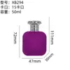 Venta al por mayor transfronteriza de botellas de perfume de vidrio de colores de 50 ml con tapa de presión, botellas de vidrio de perfume transparentes, botellas dispensadoras cosméticas, a la moda