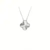 Collar de trébol de cuatro hojas de oro V de alta gama para mujer, colgante de ágata nácar tallado por CNC, trébol de la suerte de doble cara, cadena ligera de lujo para la clavícula para mujer