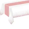 Mantel de Mesa con Puntos Dorados y Blancos de Rosa Transfronterizo para Fiesta, Boda, Aniversario, Cumpleaños, Decoración, Mantel de Plástico PE