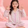 Nuevos Pijamas Infantiles 2026 para Primavera y Otoño, Estilo Delgado de Algodón Nube de Manga Larga, Ropa de Casa Moderna de Otoño para Niñas y Niñas Pequeñas