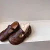 Zapatos de Cuero Vintage para Niños 2026 Primavera y Otoño Zapatos Planos para Niñas Boca Poco Profunda Zapatos Estilo Birkenstock para Niña Pequeña Suela Suave Zapatos para Bebés y Niños