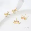 Cor-Preservando Banhado a Ouro 14K Laço Fofo com Argola Pendurada Acessórios de Brinco DIY Brincos Artesanais Materiais Acessórios de Joalheria para Orelha