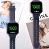 Novo W01 moda masculino e feminino LED relógio eletrônico simples quadrado toque luz verde esportes estudante relógio eletrônico