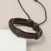 Pulsera tejida a mano de cuero de vaca, pulsera simple ajustable de cuero PU, joyería de venta caliente transfronteriza