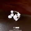 Anillo abierto de moda con circonita y perla, lujo ligero con un toque de alta gama, anillo elegante con diseño de estilo francés, joyería de moda y versátil