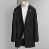Outono e inverno Novo casaco de lã dupla face masculino Casaco de lã casual de negócios de comprimento médio Trenchcoat masculino