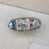 Grampo de Cabelo Colorido Full Diamond de Luxo Leve Coreano Presilha Bico de Pato Brilhante Diamante High-End Fashion Presilha Lateral Grampo de Cabelo Acessório de Cabelo para Mulheres