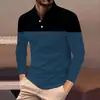 Camisa polo de manga comprida transfronteiriça, uma peça masculina elegante e luxuosa com toque de alta qualidade e colarinho clássico