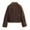 Chaqueta Corta de Solapa con Efecto de Piel Sintética para Mujer Invierno Solapa Texturizada Estilo Transfronterizo Europeo y Americano Nuevo Estilo