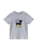 Camiseta Blanca de Manga Corta con Cuello Redondo para Mujer, Nuevo Estilo de Verano, Estampado de Cachorro de Dibujos Animados Americanos, Top Versátil de Algodón Puro para Mujer