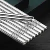 Palillos de Acero Inoxidable Grado Alimenticio 316 304 Domésticos Antideslizantes 10 Pares Set Familiar Engrosados Antiescaldado Plateados Palillos de Hierro
