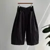 Calça casual de veludo cotelê retrô Beishan Tongshu para mulheres, outono, cintura alta, modelagem que afina a silhueta, perna larga, cropped H2673