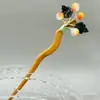 Estilo Nacional Madeira Elegante Grampo de Cabelo Estilo Antigo Grampo de Cabelo Hanfu Jardim de Osmanthus Gardênia Flor de Ameixa Disco Borboleta Acessório de Cabeça Franja Lateral