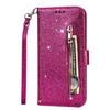 Aplicable a Samsung note20, funda de cuero con cordón y cremallera brillante para teléfono móvil A21s, funda protectora tipo billetera, tarjetero multifuncional