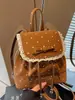 Mochila de Encaje de Lunares para Mujer 2026 Nueva Estilo Universitario Mochila con Cordón Bolso Escolar para Estudiantes Bolso de Hombro Moderno Coreano