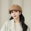 Chapéu de feltro de lã para outono e inverno, chapéu elegante e quente estilo Hepburn francês para mulheres, com laço para viagem