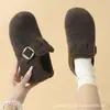 Zapatos Birkenstock Grises Todo Incluido para Mujer, Nuevos Populares de Otoño e Invierno 2025 Zapatos Slip-On Perezosos con Forro Polar Añadido, Zapatos de Algodón Birkenstock