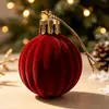 Bola Única Veludo Flocado Bola de Natal Bola Pendurada Decorações de Árvore de Natal Vermelho de Natal Acessórios Pingente de Ano Novo Acessórios