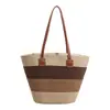 Bolso de Paja de Hombro Único Tejido Retro Patchwork Estilo Coreano Transfronterizo con Colores Contrastantes, Bolso Casual Elegante y Versátil para Vacaciones para Mujeres