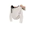 Camiseta Manga Longa Off-Shoulder com Estampa de Laço Estilo Coreano para Mulheres, Nova Versátil Slim-Fit para Primavera e Outono Ins