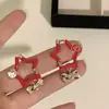 Aretes de Gato Estrella de Contraste de Color para Mujer, Estilo Dulce y Fresco, Accesorios Versátiles de Alta Gama de Estrella de Cinco Puntas en Rosa