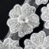 Parche Bordado de Encaje Estéreo 3D Blanco con Perlas, Pedrería y Lentejuelas Accesorios para Vestido de Novia Decoración DIY