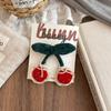 Horquilla para el pelo con lazo de cereza de terciopelo rojo para niña, accesorio para el pelo con cuerda para niña, estilo nuevo