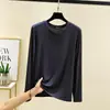 Camisa Base de Modal de Cuello Redondo y Manga Larga Nueva de Primavera y Otoño para Hombre, Holgada, Casual, Versátil, Camiseta Amigable con la Piel, Ropa Interior, Ropa de Otoño