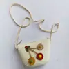 Bolsas Infantis para Meninas Primavera e Verão, Bolsas de Palha Fofas em Formato de Concha, Bolsas Transversais de Ombro, Mini Bolsas Infantis Primavera e Verão, Estilo Floral