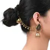 Venta Directa de Fábrica del Nuevo Conjunto de Dos Piezas de Aretes y Cadena para Oreja Estilo Bohemio de Lujo Ligero Retro con Flor, Perla y Borla de Pedrería
