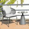 Mesas e cadeiras de vime personalizadas para pátio externo, mesas e cadeiras de ardósia à prova de chuva e sol, combinação de cadeiras com cordão para jardim ao ar livre para café