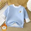 Tops de Terciopelo de una Pieza para Bebés Niños y Niñas Otoño e Invierno, Ropa Cálida para Usar por Debajo, Camisetas Básicas de Cuello Redondo Engrosadas para Bebés