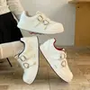 Zapatos casuales deportivos para estudiantes de suela gruesa con doble hebilla, zapatillas blancas, zapatillas de entrenamiento estilo alemán para mujer, zapatillas grises para mujer 2026