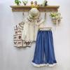 Calça de Perna Larga com Renda de Renda de Madeira e Renda Bordada Estilo Mori Girl, Forma Solta e Fashion, Calça Retilínea com Visual Slim para Mulheres