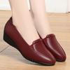 Zapatos de Mamá, Zapatos de Mujer de Suela Blanda, Zapatos Planos, Tacón Medio, Zapatos para Mujeres de Mediana Edad, Zapatos de Cuero con Tacón de Cuña para Primavera y Otoño, Venta al por Mayor de una Pieza