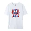 Camiseta de Algodão Transfronteiriça com Estampa de Letras de Sardinha em Desenho Animado para Mulheres, Camiseta de Algodão com Estampa de Padrão, Casual e Estilosa