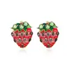 Brincos Europeus e Americanos Exagerados com Morangos Cravejados de Diamantes Brincos de Frutas com Esmalte Brincos Fofos de Strass Brincos Grandes de Marca da Moda para Mulheres